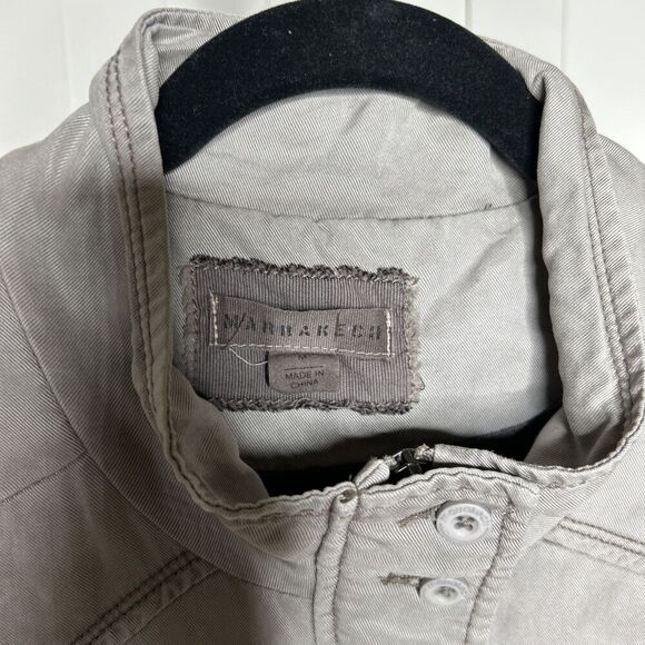 Marakech Anthropologie Utility Jacket Light Gray Army Size M - Picture 3 of 13